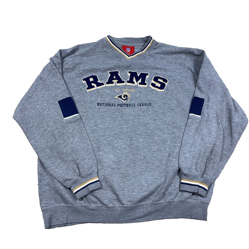 Vintage‎ St Louis Rams Sweatshirt Men XL Gray Pullover Crewneck NFL Football Y2K